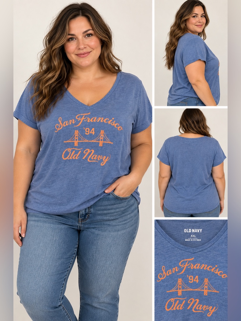 Old Navy Women's Graphic Tee – Size XXL – San Francisco Bridge Design – Blue